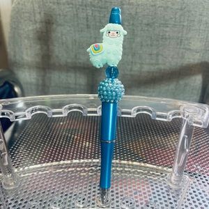 Cute llama rhinestone glitter sparkle bead ink pen